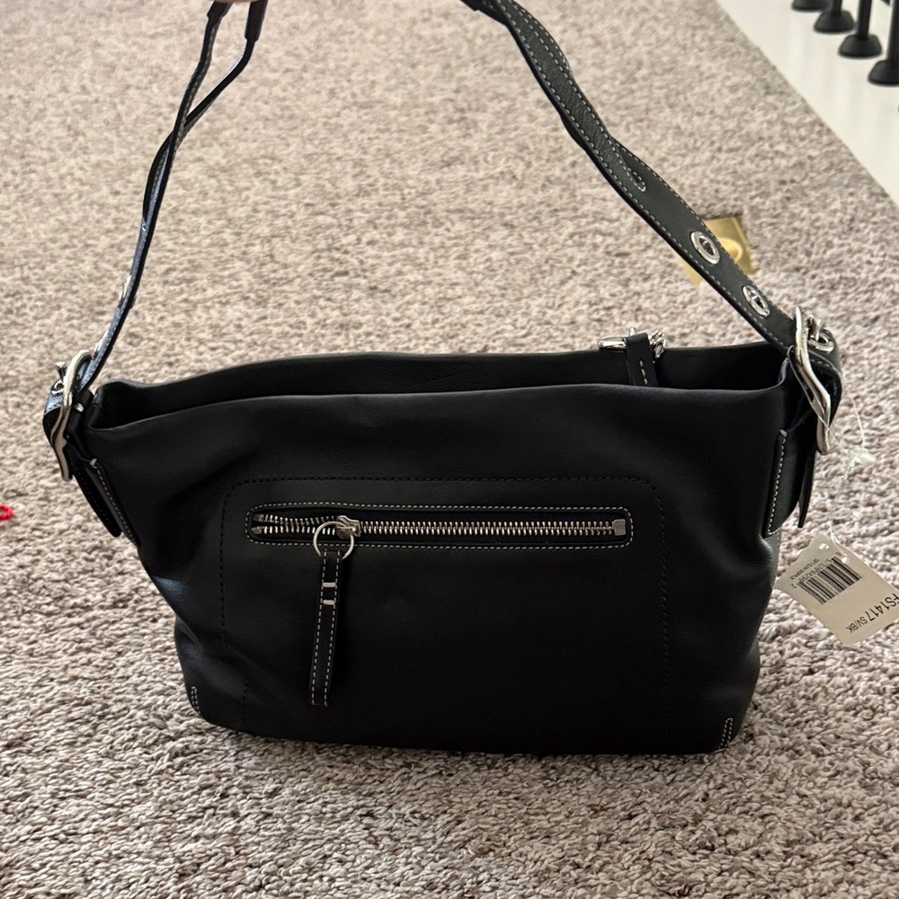 Coach Black Shoulder Bag with Silver Accents